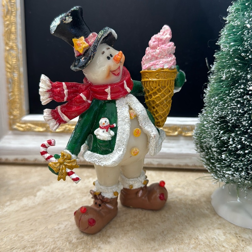Lemax holiday snowman with ice cream cone figurine- so cute! Look at the shoes!!